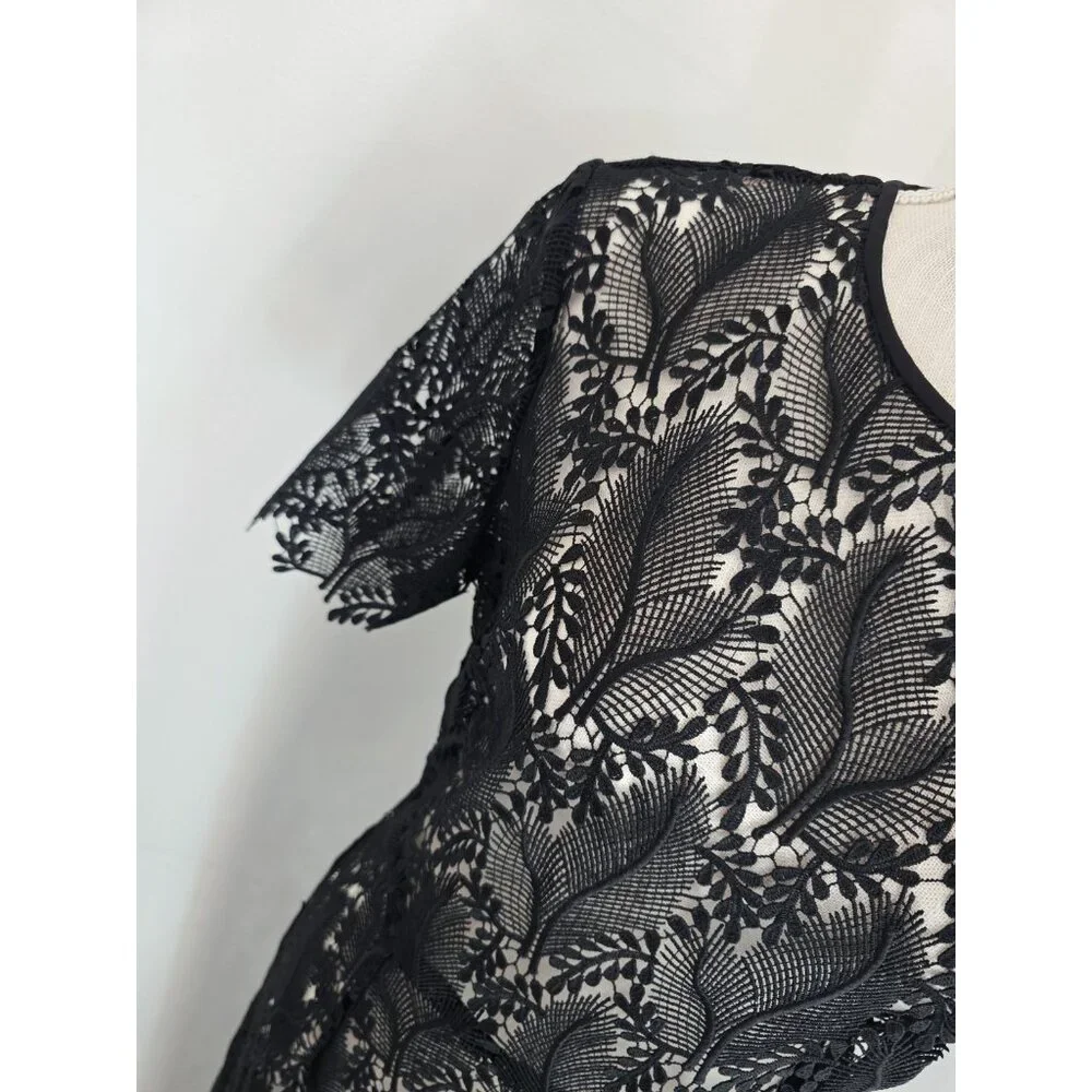 Diane Von Furstenberg Lace Embroidery Overlay Sheer Sheath Dress 8 M Black - Picture 8 of 11